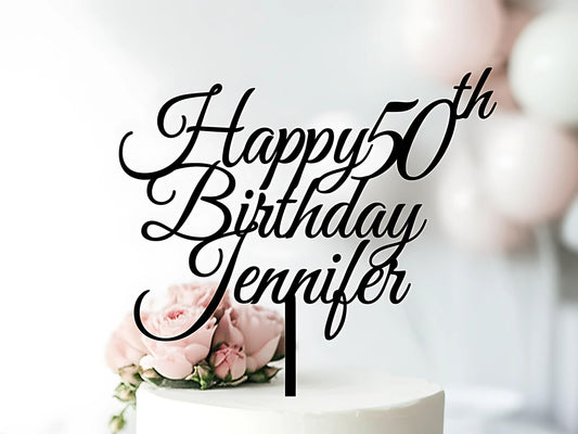 Custom Name Acrylic Cake Topper – Luxe Script Design - 1
