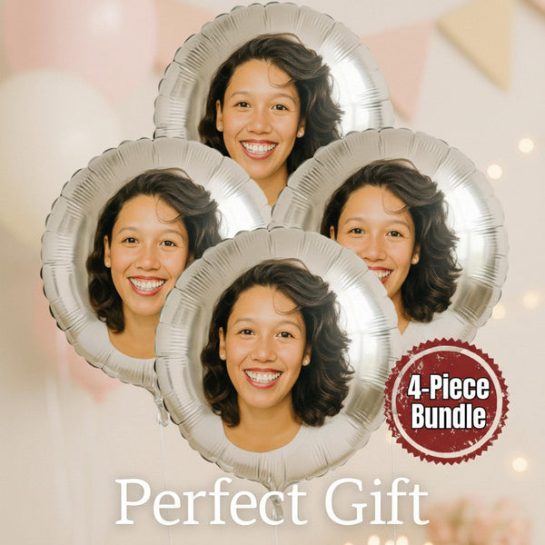 Custom Photo Balloon 18 Inch Round Foil - 4-Pack Personalized Decor