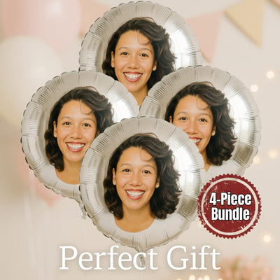Custom Photo Balloon 18 Inch Round Foil - 4-Pack Personalized Decor