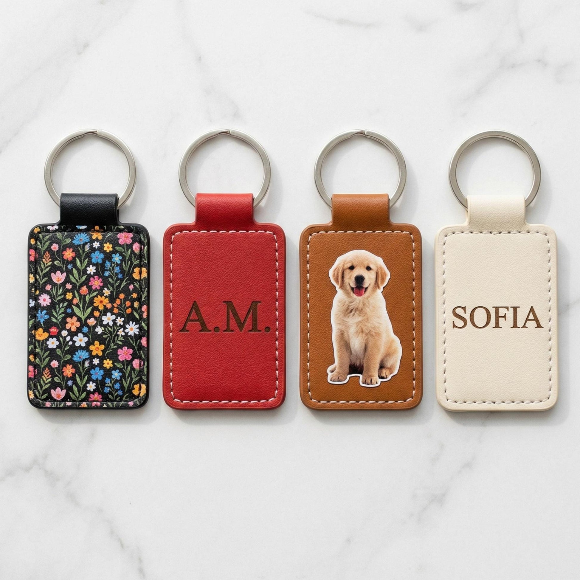 Custom PU Leather Keychain, Personalized Name or Logo - 1