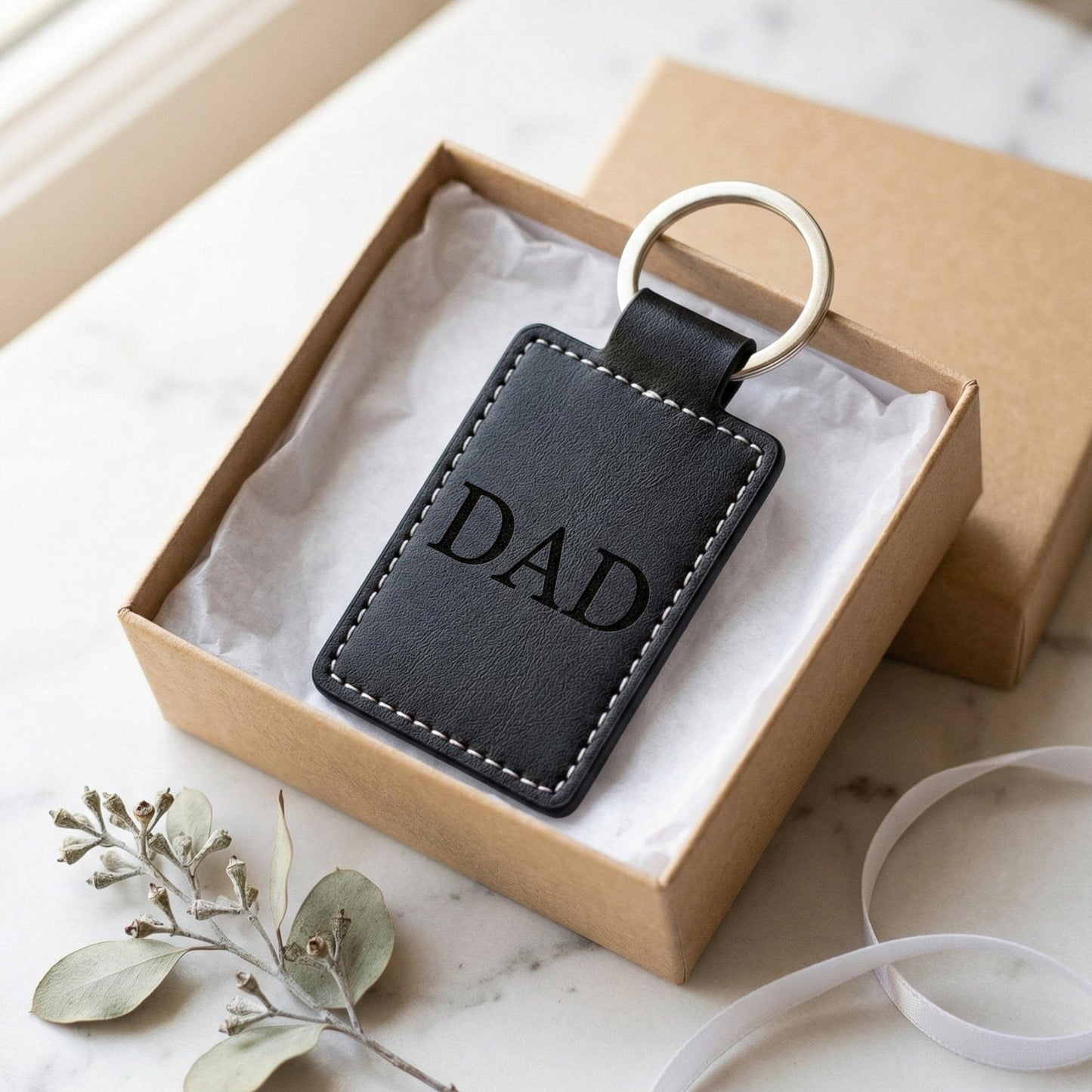 Custom PU Leather Keychain, Personalized Name or Logo - 5