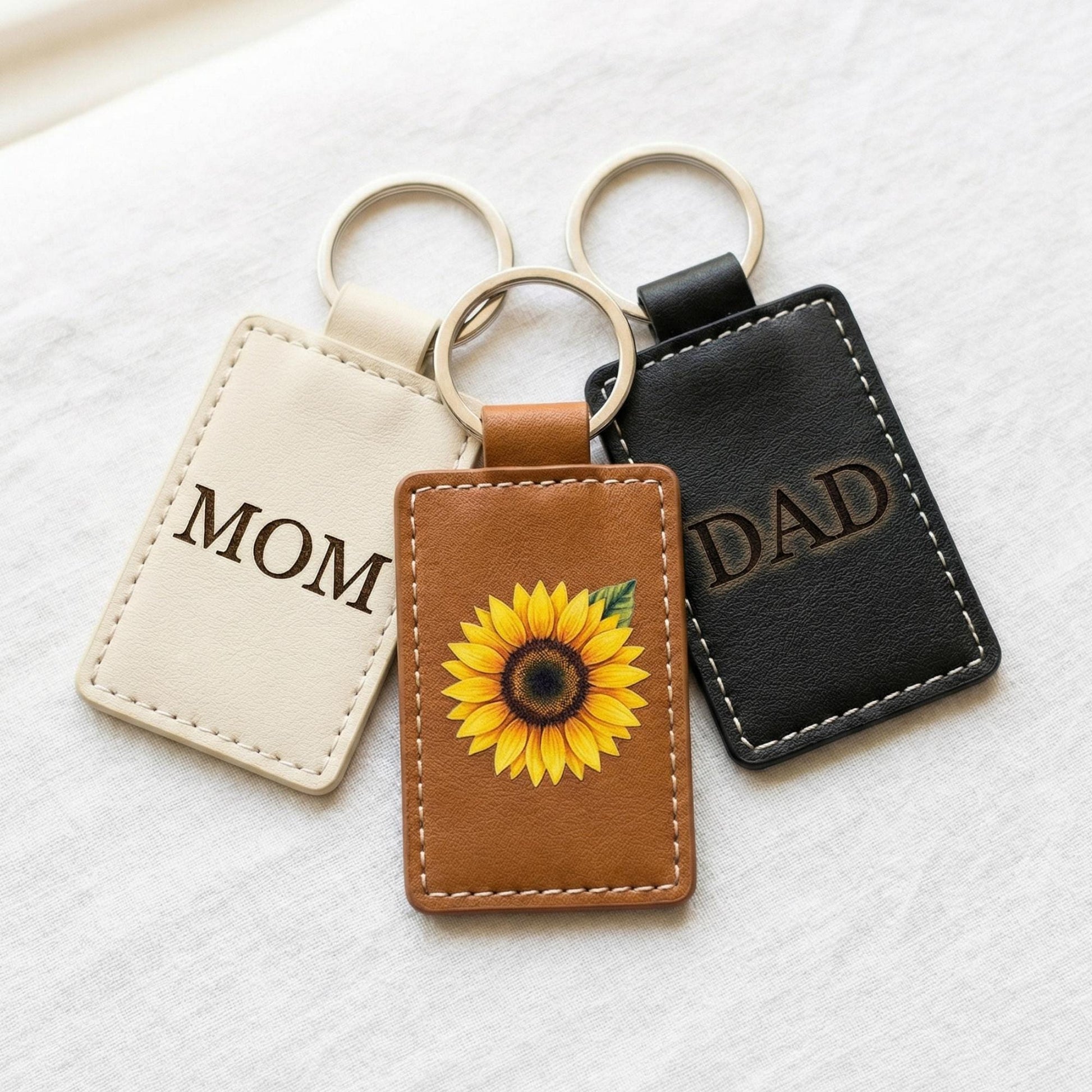 Custom PU Leather Keychain, Personalized Name or Logo - 3