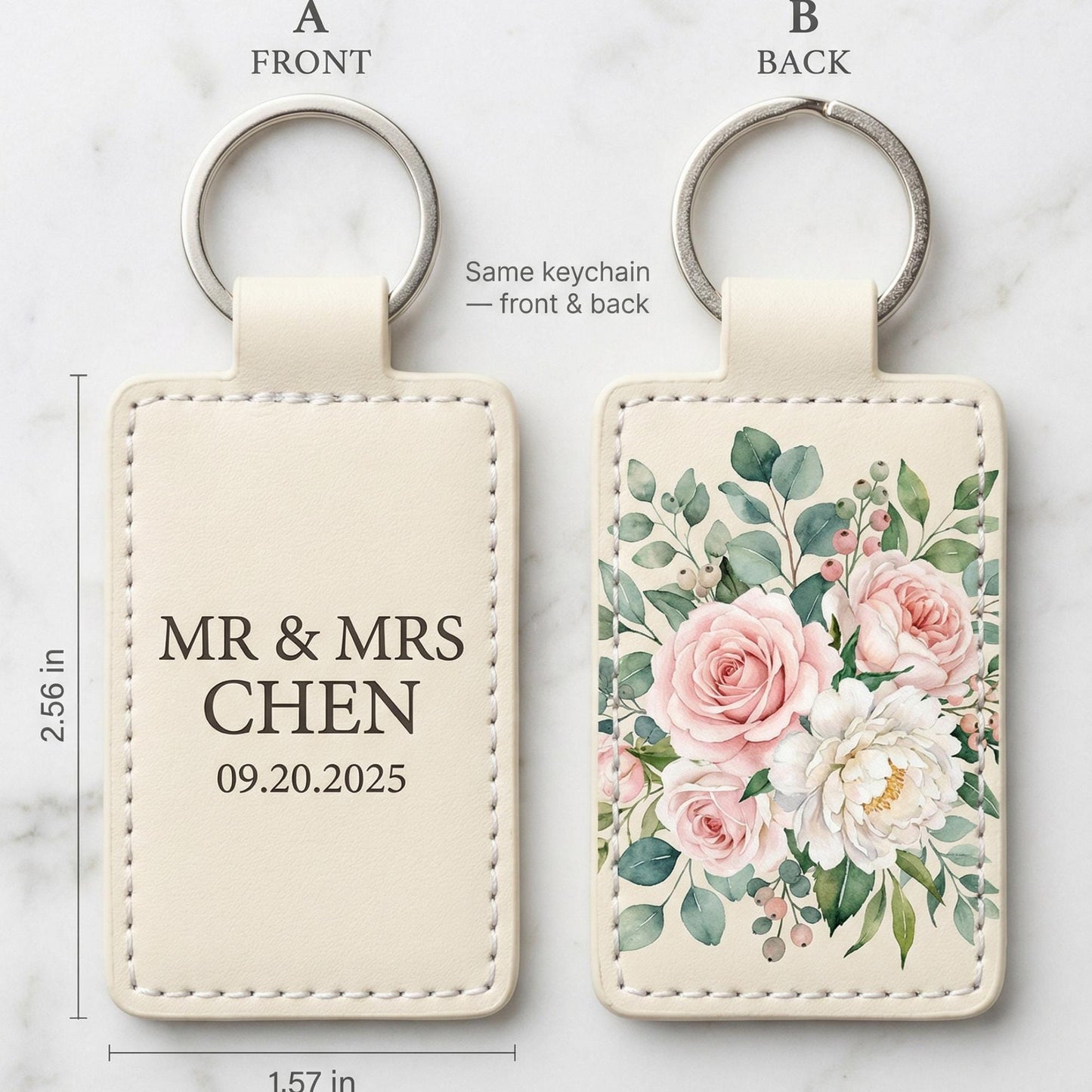 Custom PU Leather Keychain, Personalized Name or Logo - 10