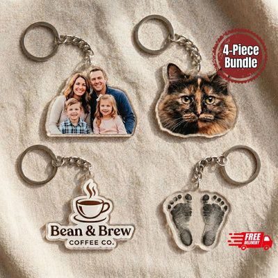 Custom Die-Cut Acrylic Keychain, Pet Portrait, Photo, Logo