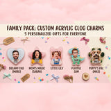 Amuleto para zuecos con foto y nombre personalizados, para zapatos de acrílico troquelado a todo color 4