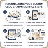 Amuleto para zuecos con foto y nombre personalizados, para zapatos de acrílico troquelado a todo color 7