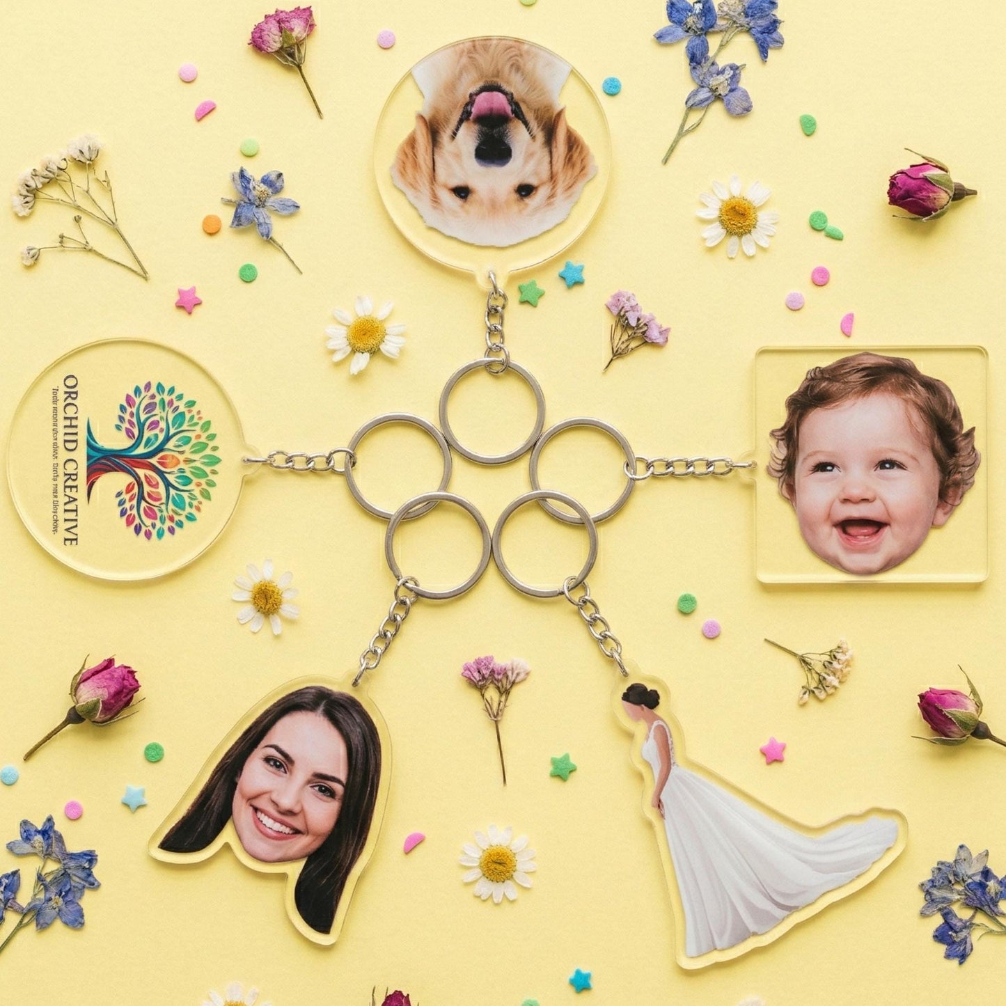 Custom Photo Acrylic Keychain, Pet Portrait Keepsake - 1