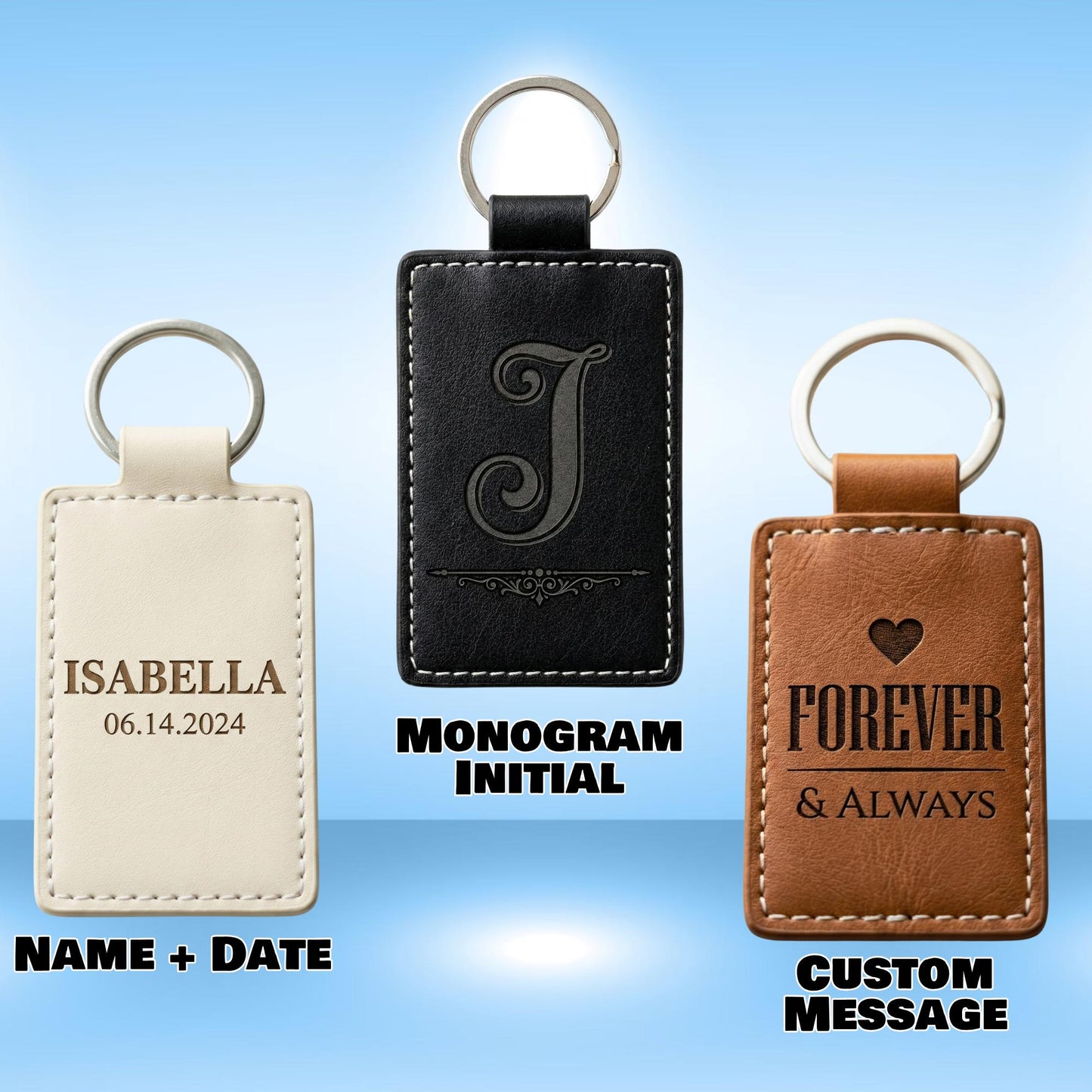 Custom PU Leather Keychain, Personalized Name or Logo - Image 8