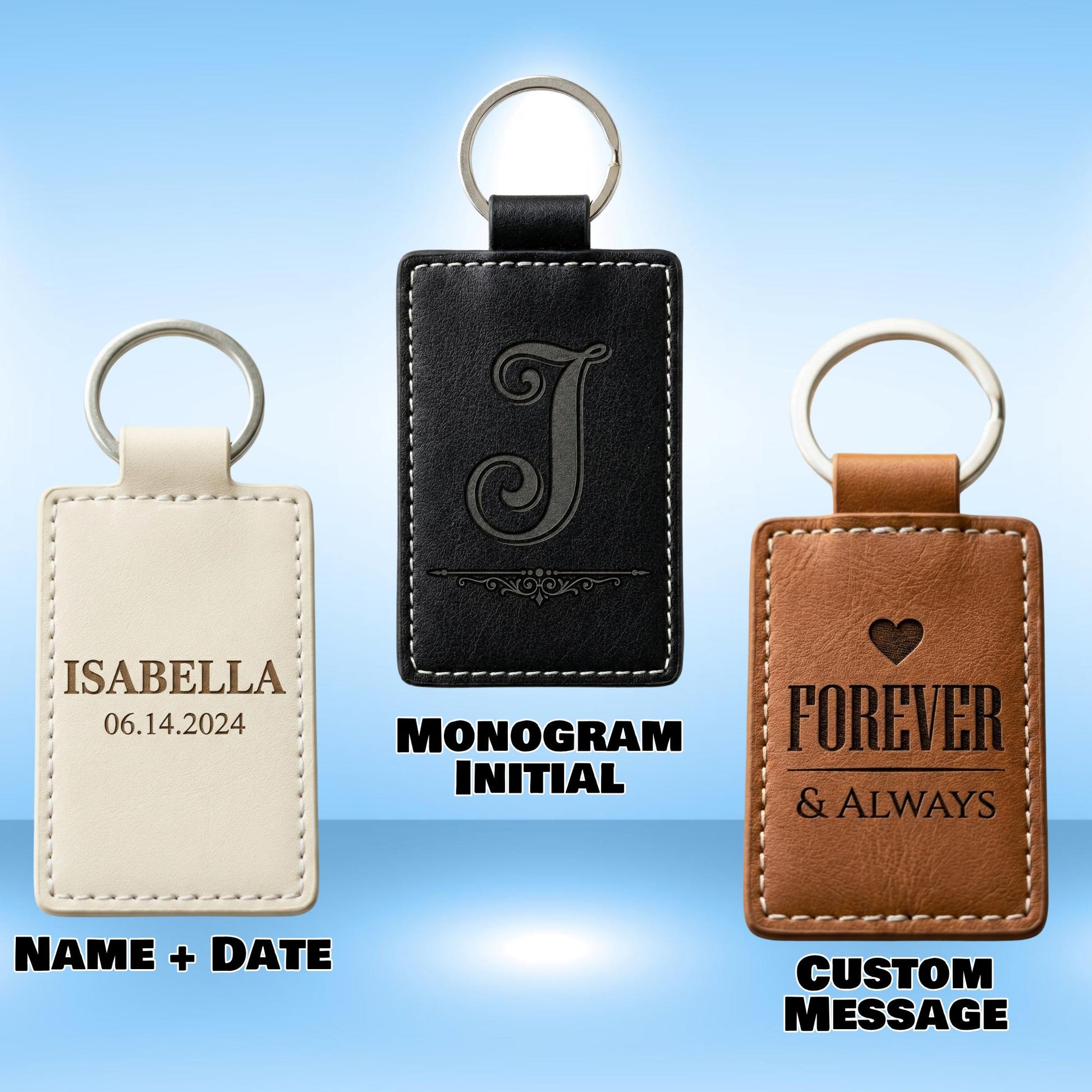 Custom PU Leather Keychain, Personalized Name or Logo - Image 8