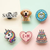 Adornos personalizados de zuecos con foto, adornos personalizados para zapatos con nombre 4