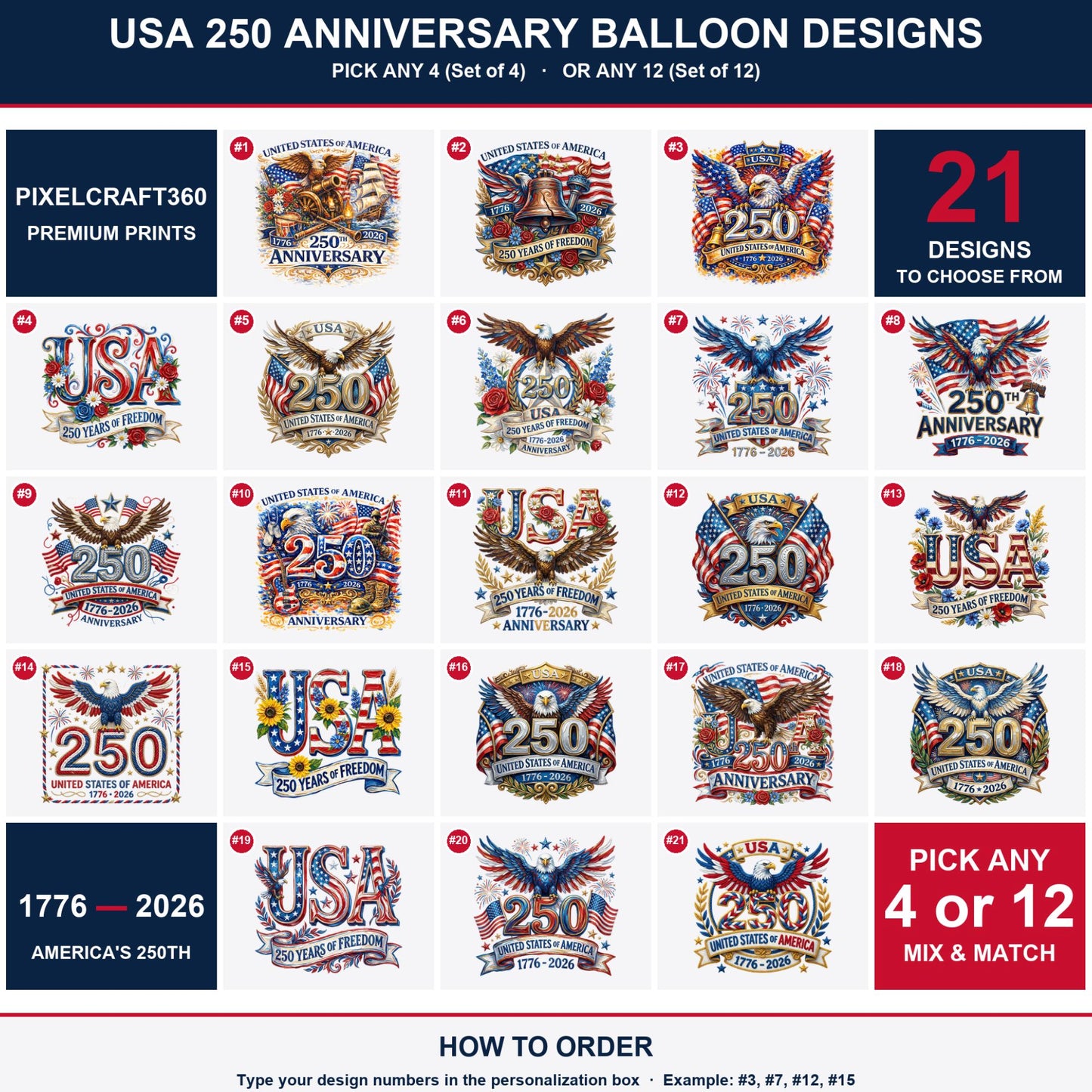 USA 250th Anniversary Foil Balloons - 2