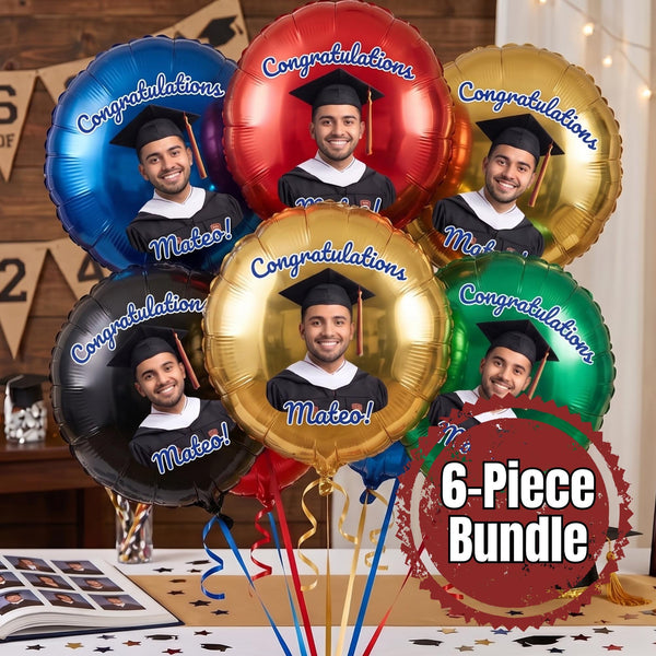 Custom Photo Graduation Balloons, Class of 2026 Party Decor