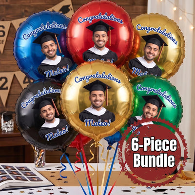 Custom Photo Graduation Balloons, Class of 2026 Party Decor