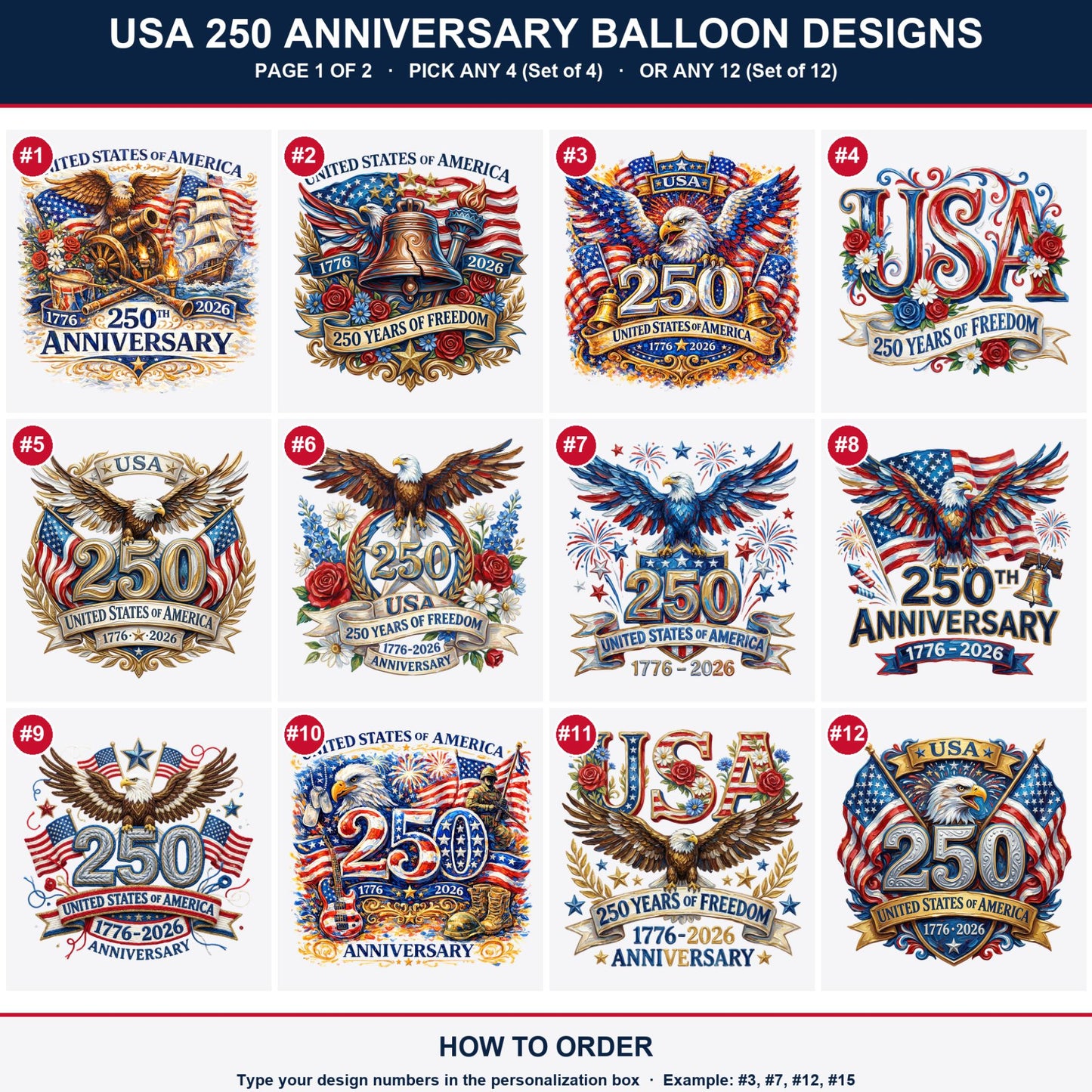 USA 250th Anniversary Foil Balloons - 3