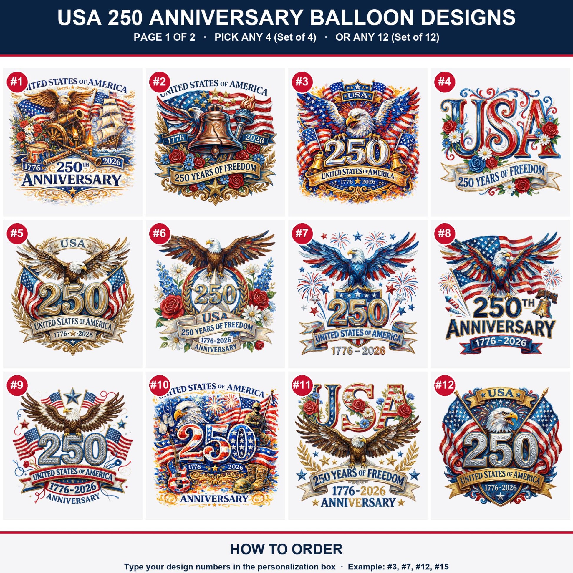 USA 250th Anniversary Foil Balloons - 3