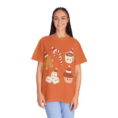 Kawaii Christmas Treats: Festive Dessert Characters, Cute Holiday IllustrationT-Shirt – Custom T-Shirt by PixelCraft360, unique decoration for events and special gifts