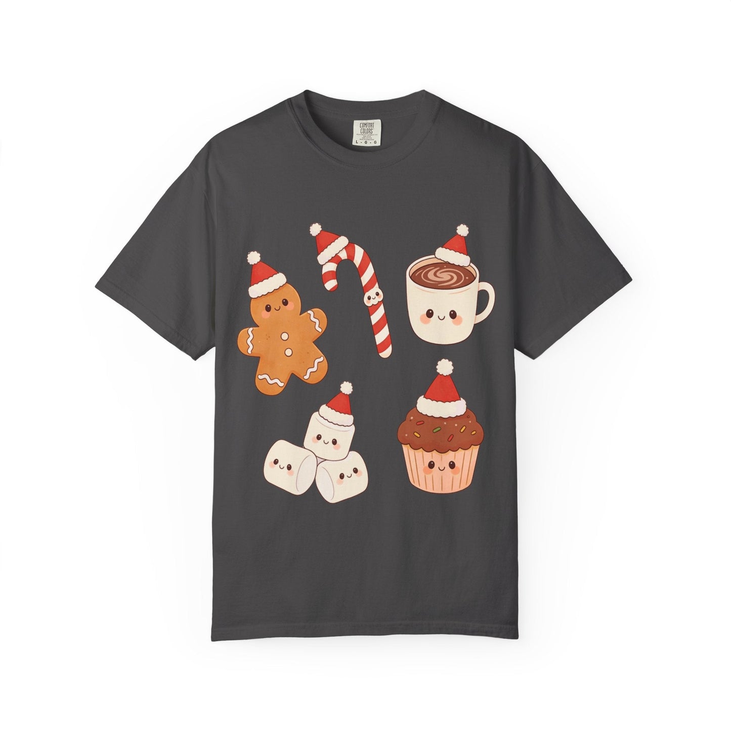 Kawaii Christmas Treats: Festive Dessert Characters, Cute Holiday IllustrationT-Shirt – Custom T-Shirt by PixelCraft360, unique decoration for events and special gifts