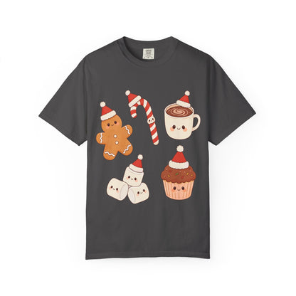 Kawaii Christmas Treats: Festive Dessert Characters, Cute Holiday IllustrationT-Shirt – Custom T-Shirt by PixelCraft360, unique decoration for events and special gifts