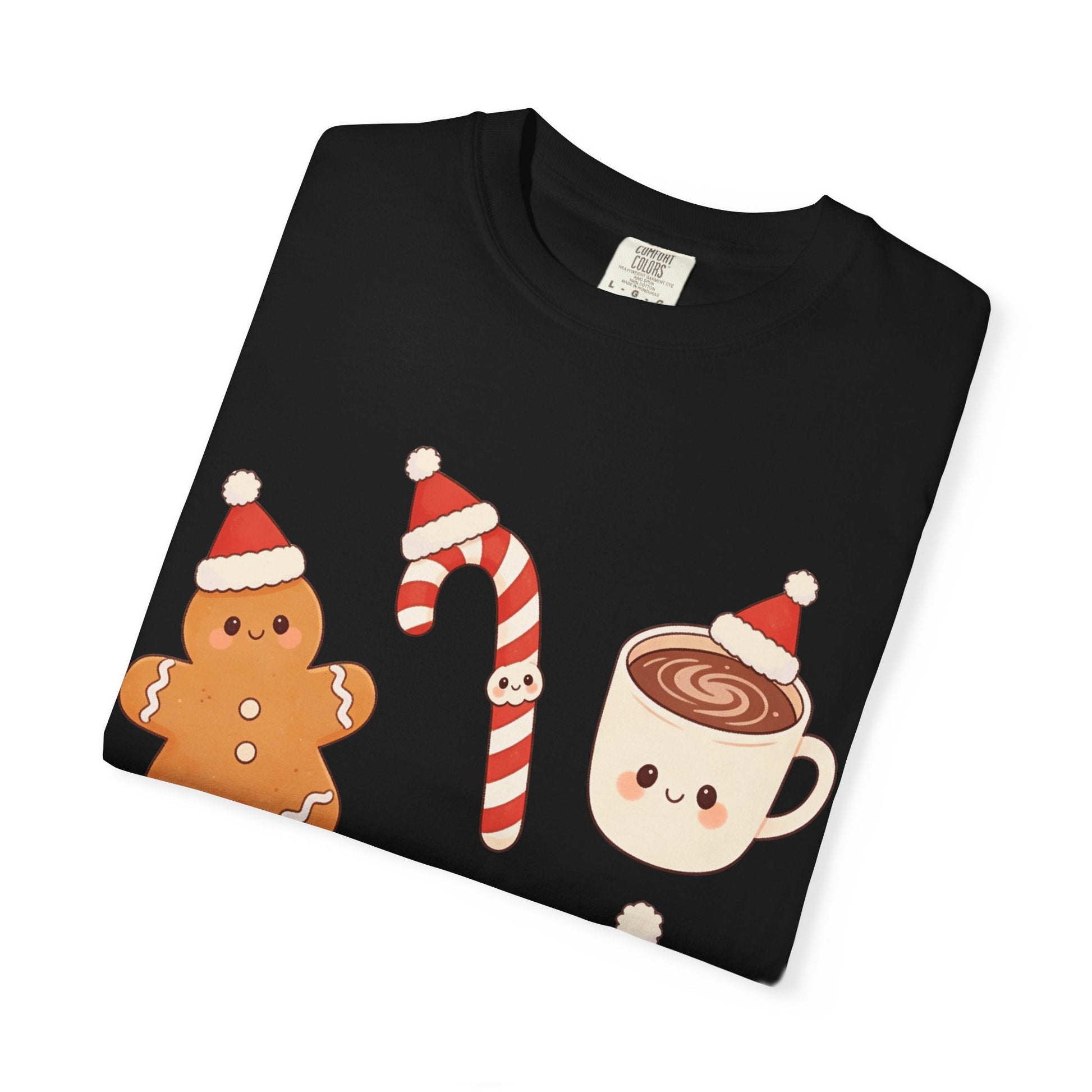 Kawaii Christmas Treats: Festive Dessert Characters, Cute Holiday IllustrationT-Shirt – Custom T-Shirt by PixelCraft360, unique decoration for events and special gifts