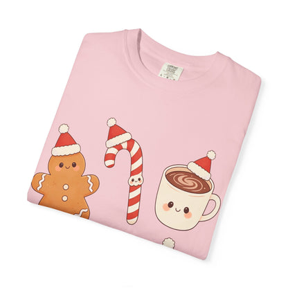 Kawaii Christmas Treats: Festive Dessert Characters, Cute Holiday IllustrationT-Shirt – Custom T-Shirt by PixelCraft360, unique decoration for events and special gifts