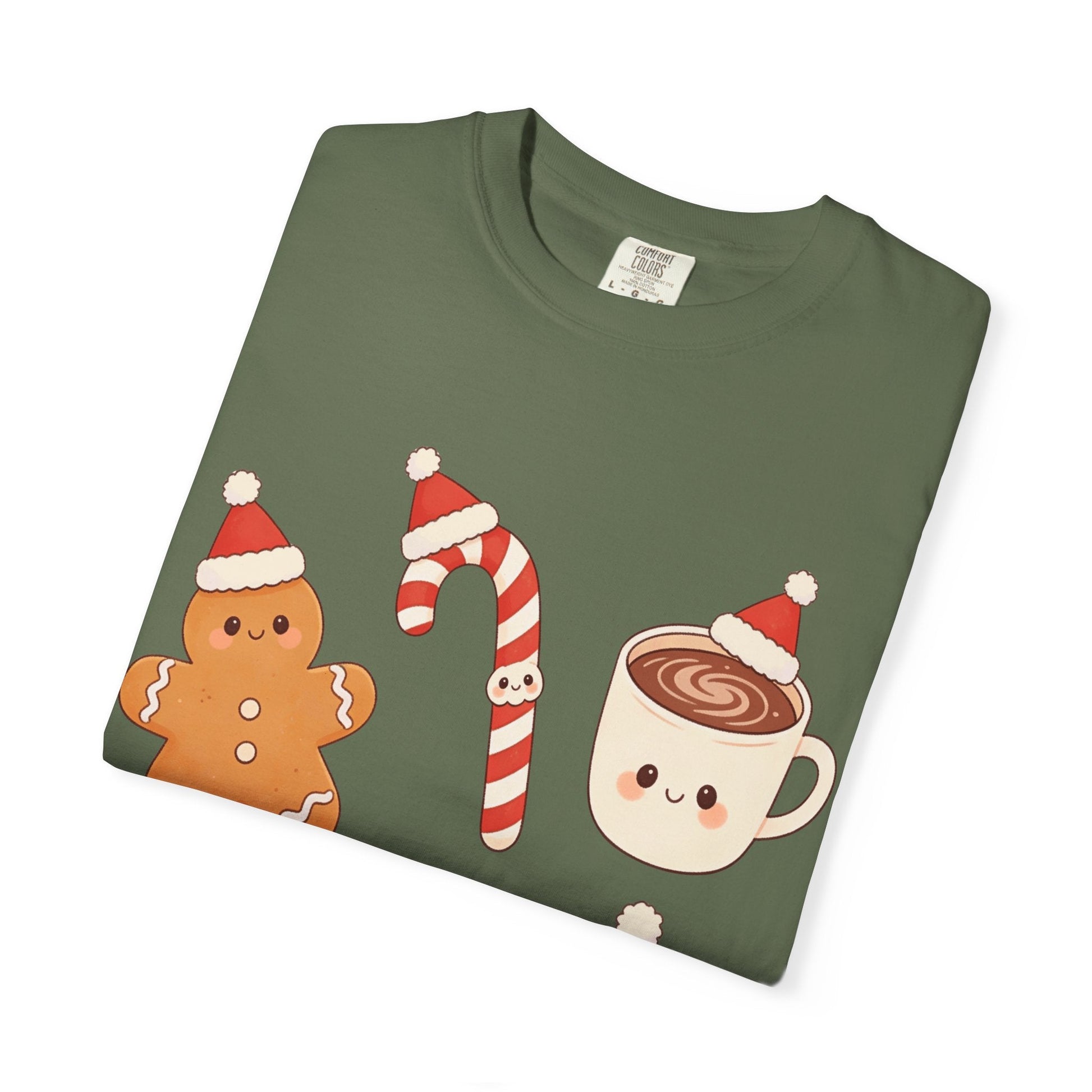 Kawaii Christmas Treats: Festive Dessert Characters, Cute Holiday IllustrationT-Shirt – Custom T-Shirt by PixelCraft360, unique decoration for events and special gifts