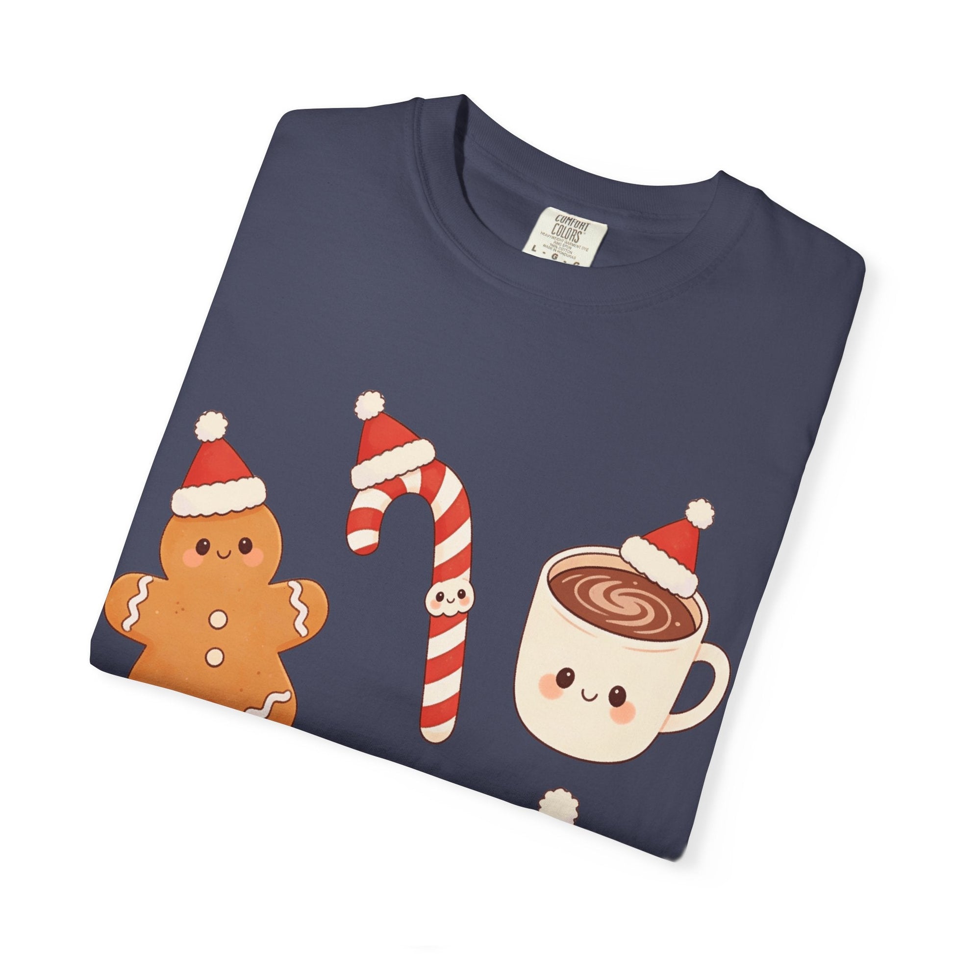 Kawaii Christmas Treats: Festive Dessert Characters, Cute Holiday IllustrationT-Shirt – Custom T-Shirt by PixelCraft360, unique decoration for events and special gifts