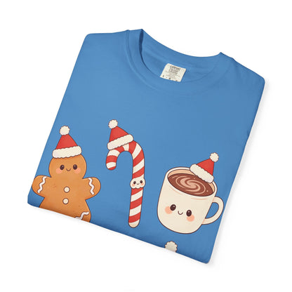 Kawaii Christmas Treats: Festive Dessert Characters, Cute Holiday IllustrationT-Shirt – Custom T-Shirt by PixelCraft360, unique decoration for events and special gifts