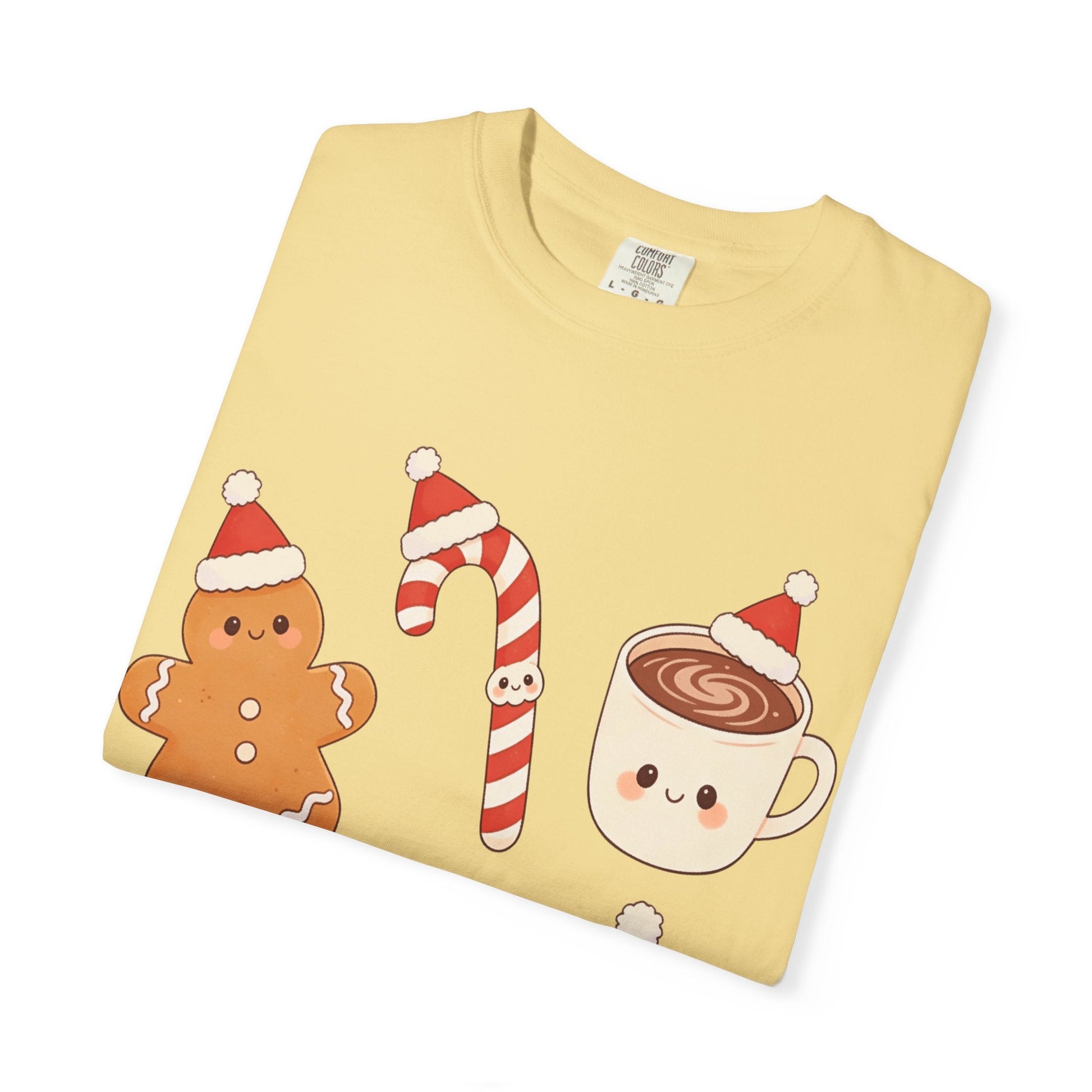 Kawaii Christmas Treats: Festive Dessert Characters, Cute Holiday IllustrationT-Shirt – Custom T-Shirt by PixelCraft360, unique decoration for events and special gifts