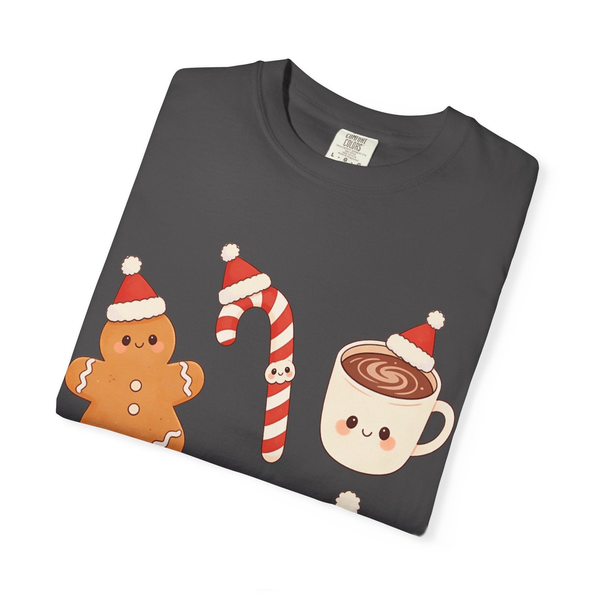 Kawaii Christmas Treats: Festive Dessert Characters, Cute Holiday IllustrationT-Shirt – Custom T-Shirt by PixelCraft360, unique decoration for events and special gifts