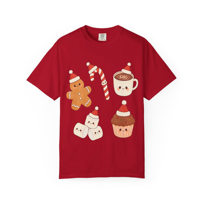 Kawaii Christmas Treats: Festive Dessert Characters, Cute Holiday IllustrationT-Shirt – Custom T-Shirt by PixelCraft360, unique decoration for events and special gifts