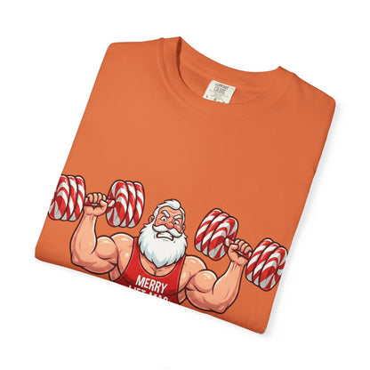 Lift - Mas: Holiday Fitness Fusion, Muscular Santa Comic Book StyleT-Shirt – Custom T-Shirt by PixelCraft360, unique decoration for events and special gifts