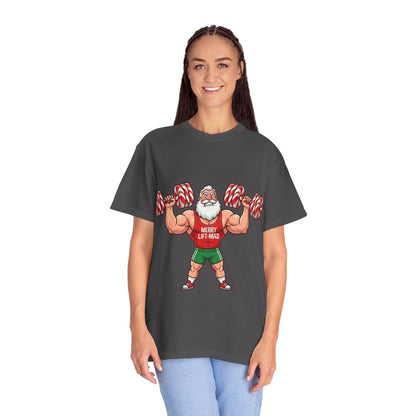 Lift - Mas: Holiday Fitness Fusion, Muscular Santa Comic Book StyleT-Shirt – Custom T-Shirt by PixelCraft360, unique decoration for events and special gifts