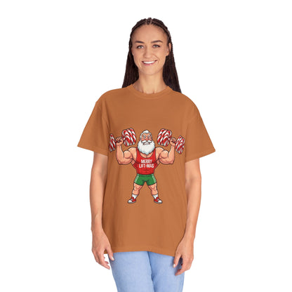 Lift - Mas: Holiday Fitness Fusion, Muscular Santa Comic Book StyleT-Shirt – Custom T-Shirt by PixelCraft360, unique decoration for events and special gifts