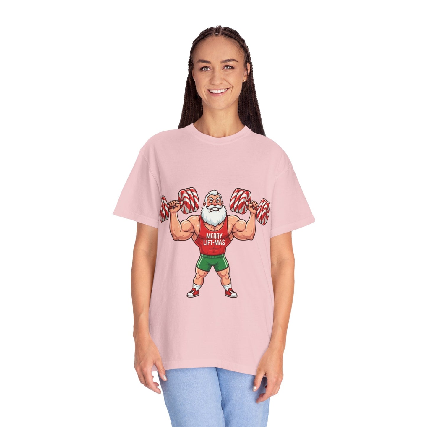 Lift - Mas: Holiday Fitness Fusion, Muscular Santa Comic Book StyleT-Shirt – Custom T-Shirt by PixelCraft360, unique decoration for events and special gifts