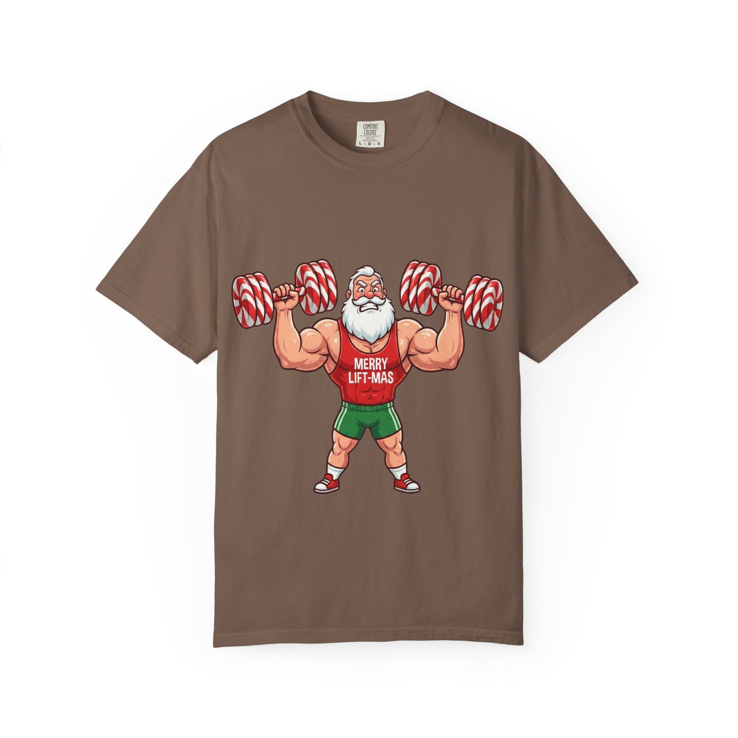 Lift - Mas: Holiday Fitness Fusion, Muscular Santa Comic Book StyleT-Shirt – Custom T-Shirt by PixelCraft360, unique decoration for events and special gifts