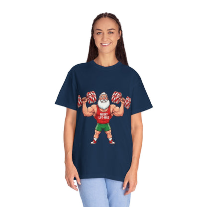 Lift - Mas: Holiday Fitness Fusion, Muscular Santa Comic Book StyleT-Shirt – Custom T-Shirt by PixelCraft360, unique decoration for events and special gifts