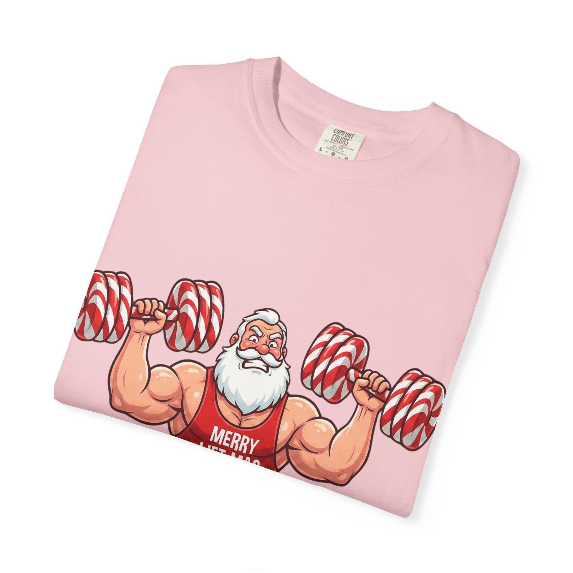 Lift - Mas: Holiday Fitness Fusion, Muscular Santa Comic Book StyleT-Shirt – Custom T-Shirt by PixelCraft360, unique decoration for events and special gifts