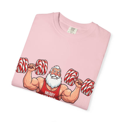 Lift - Mas: Holiday Fitness Fusion, Muscular Santa Comic Book StyleT-Shirt – Custom T-Shirt by PixelCraft360, unique decoration for events and special gifts