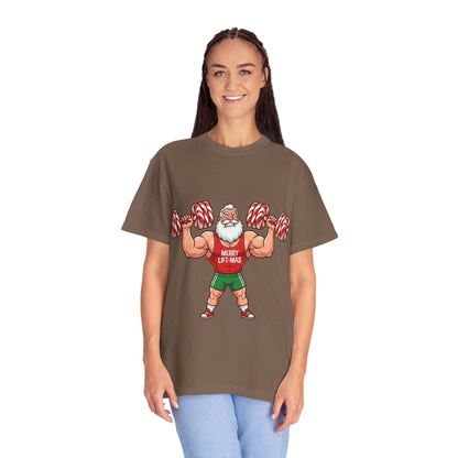 Lift - Mas: Holiday Fitness Fusion, Muscular Santa Comic Book StyleT-Shirt – Custom T-Shirt by PixelCraft360, unique decoration for events and special gifts