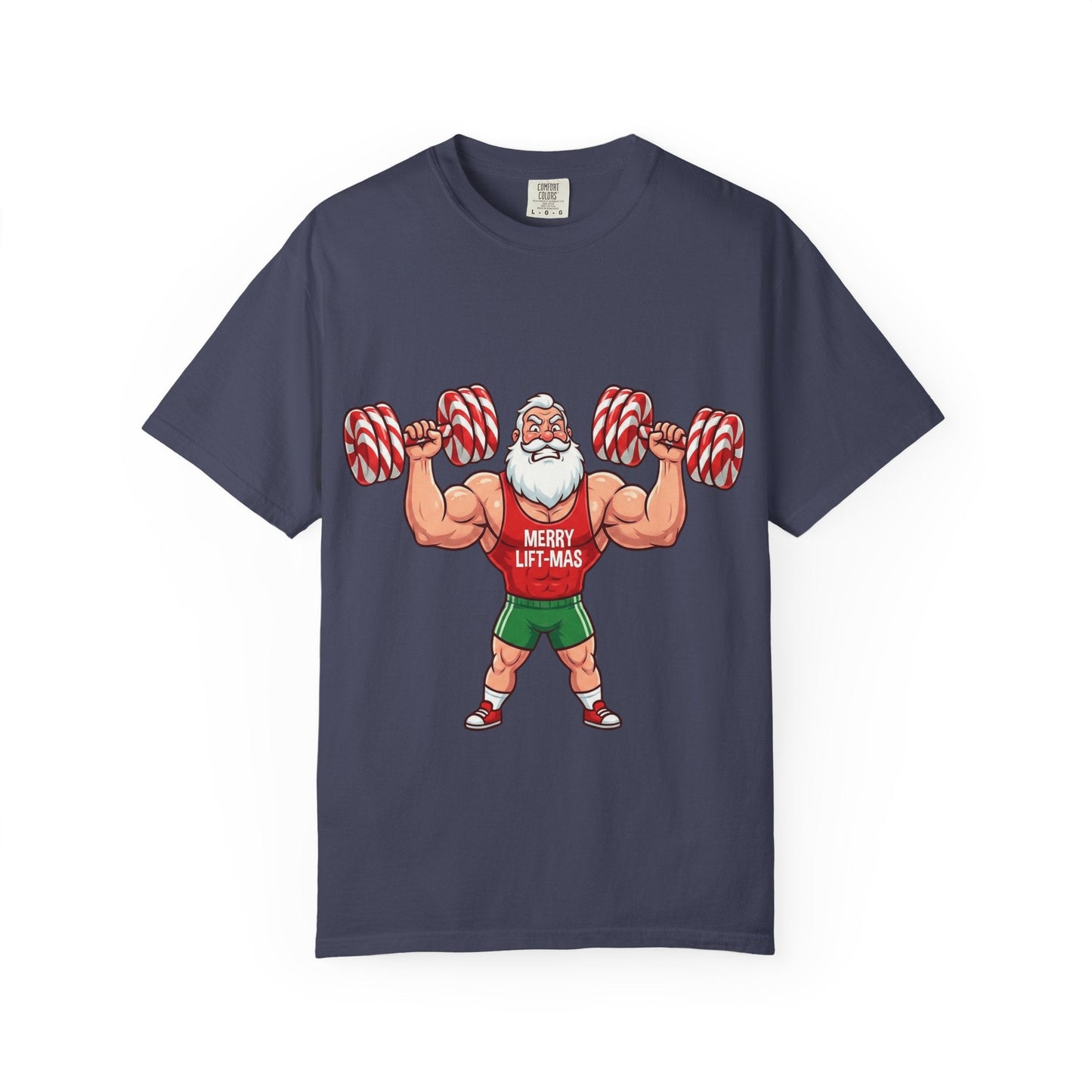 Lift - Mas: Holiday Fitness Fusion, Muscular Santa Comic Book StyleT-Shirt – Custom T-Shirt by PixelCraft360, unique decoration for events and special gifts