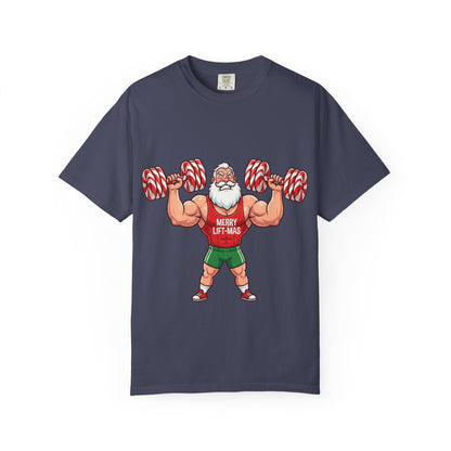 Lift - Mas: Holiday Fitness Fusion, Muscular Santa Comic Book StyleT-Shirt – Custom T-Shirt by PixelCraft360, unique decoration for events and special gifts