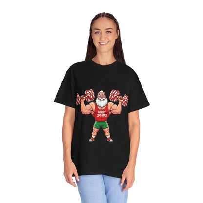 Lift - Mas: Holiday Fitness Fusion, Muscular Santa Comic Book StyleT-Shirt – Custom T-Shirt by PixelCraft360, unique decoration for events and special gifts