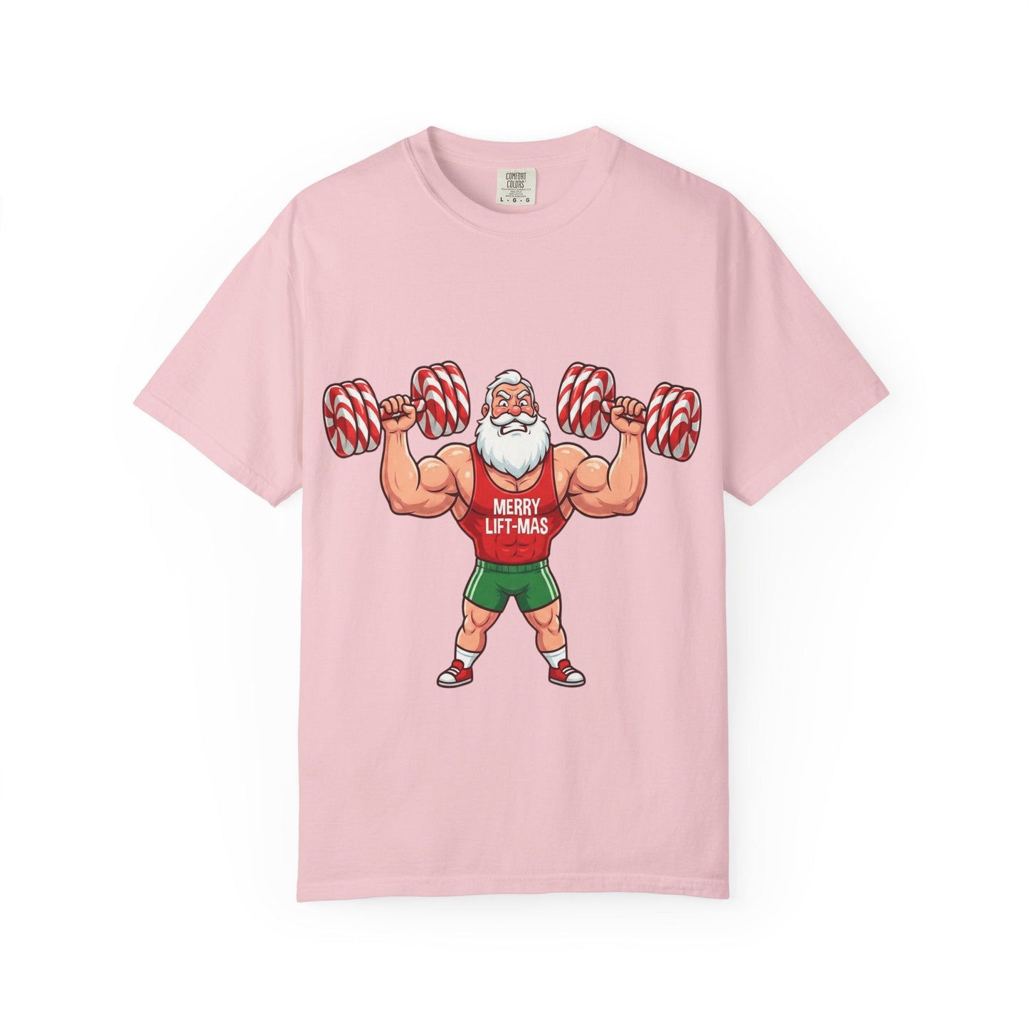 Lift - Mas: Holiday Fitness Fusion, Muscular Santa Comic Book StyleT-Shirt – Custom T-Shirt by PixelCraft360, unique decoration for events and special gifts