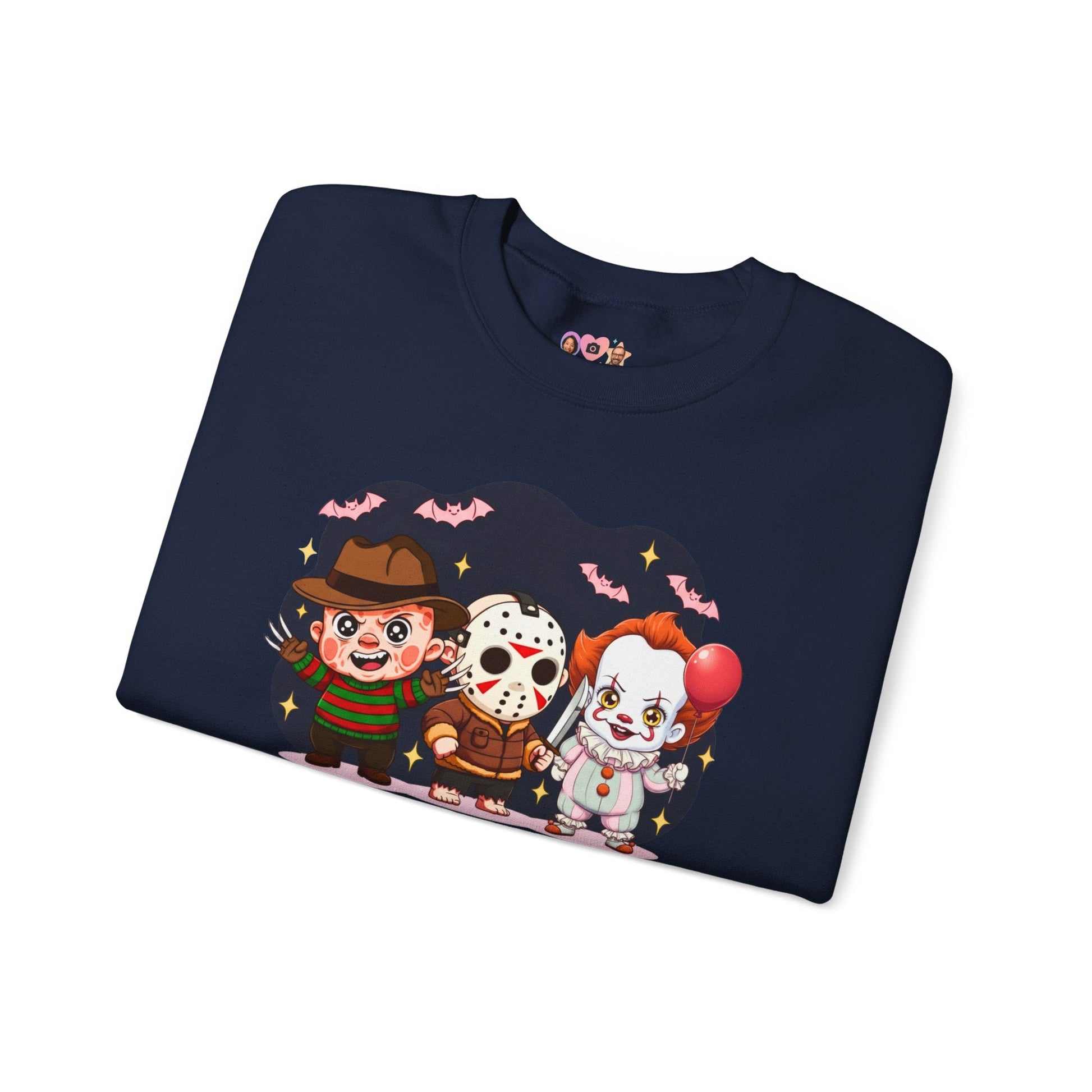 Nightmare Squad Halloween Sweatshirt | Funny Horror Characters Crewneck, Cozy Unisex Scary Movie Sweater Gift – Custom Sweatshirt by PixelCraft360, unique decoration for events and special gifts