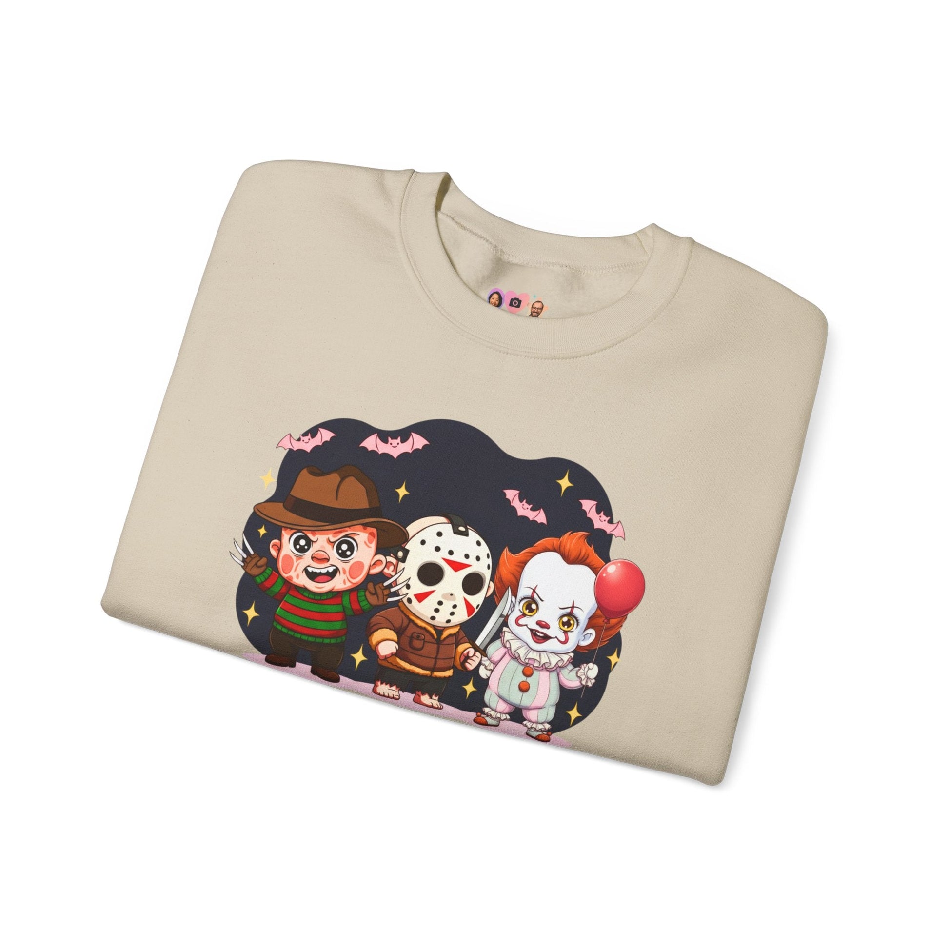 Nightmare Squad Halloween Sweatshirt | Funny Horror Characters Crewneck, Cozy Unisex Scary Movie Sweater Gift – Custom Sweatshirt by PixelCraft360, unique decoration for events and special gifts