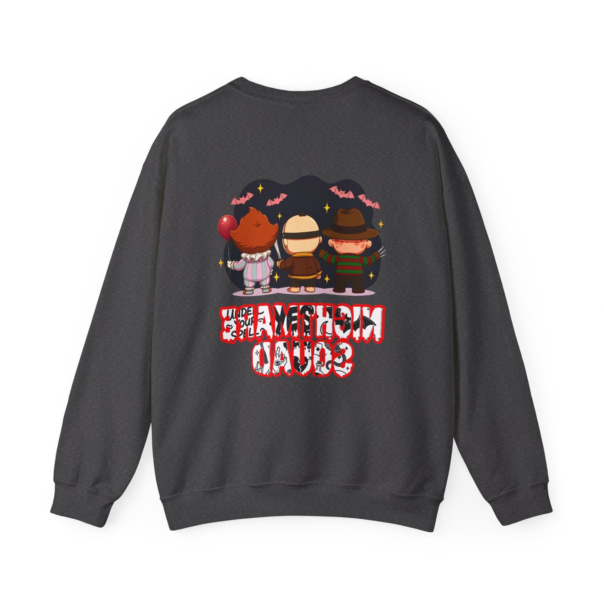 Nightmare Squad Halloween Sweatshirt | Funny Horror Characters Crewneck, Cozy Unisex Scary Movie Sweater Gift – Custom Sweatshirt by PixelCraft360, unique decoration for events and special gifts