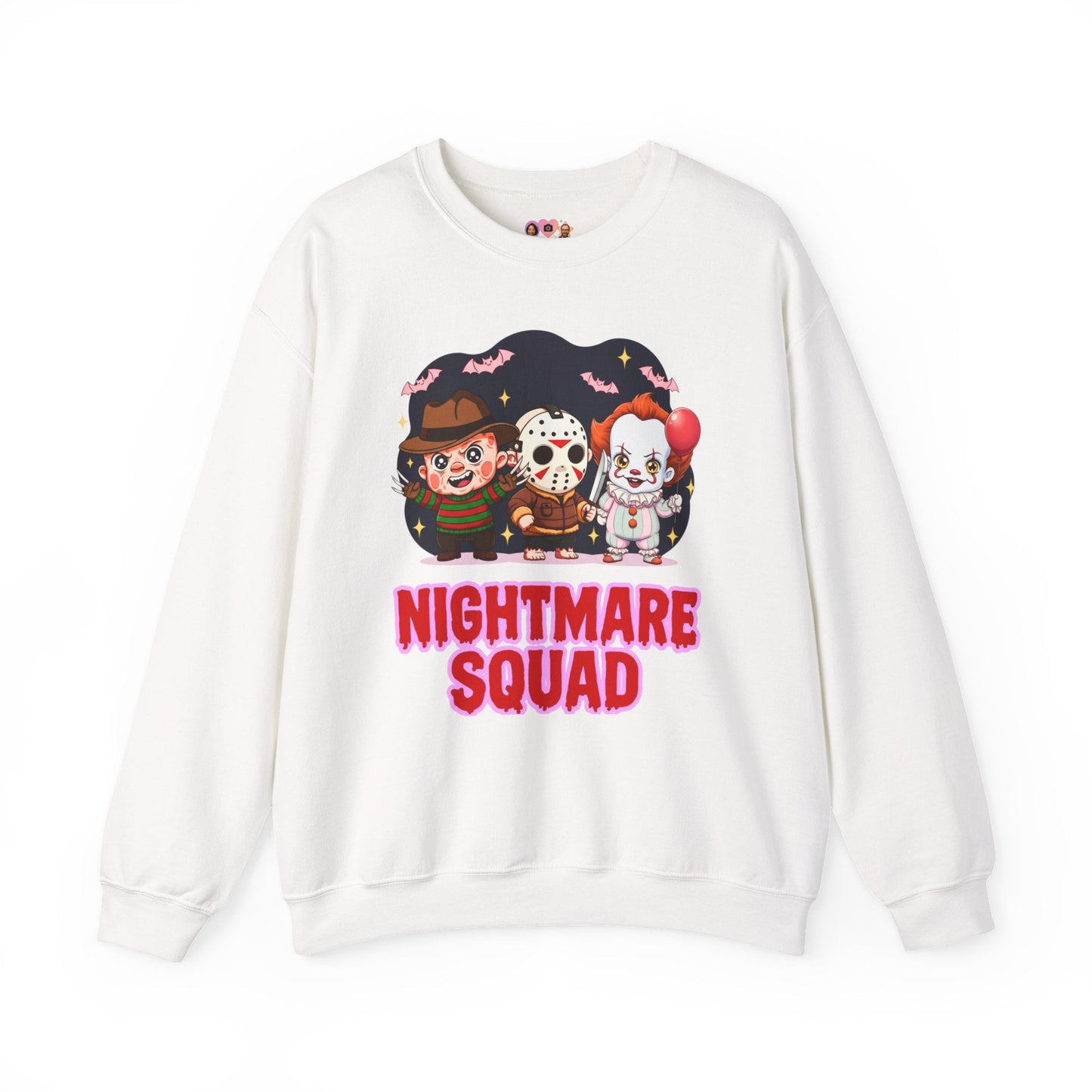 Nightmare Squad Halloween Sweatshirt | Funny Horror Characters Crewneck, Cozy Unisex Scary Movie Sweater Gift – Custom Sweatshirt by PixelCraft360, unique decoration for events and special gifts