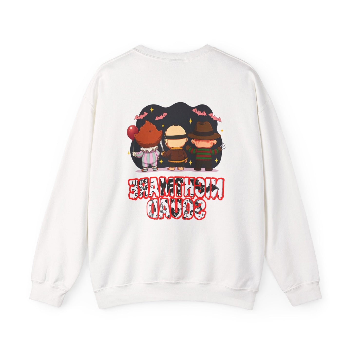 Nightmare Squad Halloween Sweatshirt | Funny Horror Characters Crewneck, Cozy Unisex Scary Movie Sweater Gift – Custom Sweatshirt by PixelCraft360, unique decoration for events and special gifts