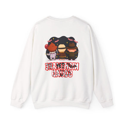 Nightmare Squad Halloween Sweatshirt | Funny Horror Characters Crewneck, Cozy Unisex Scary Movie Sweater Gift – Custom Sweatshirt by PixelCraft360, unique decoration for events and special gifts