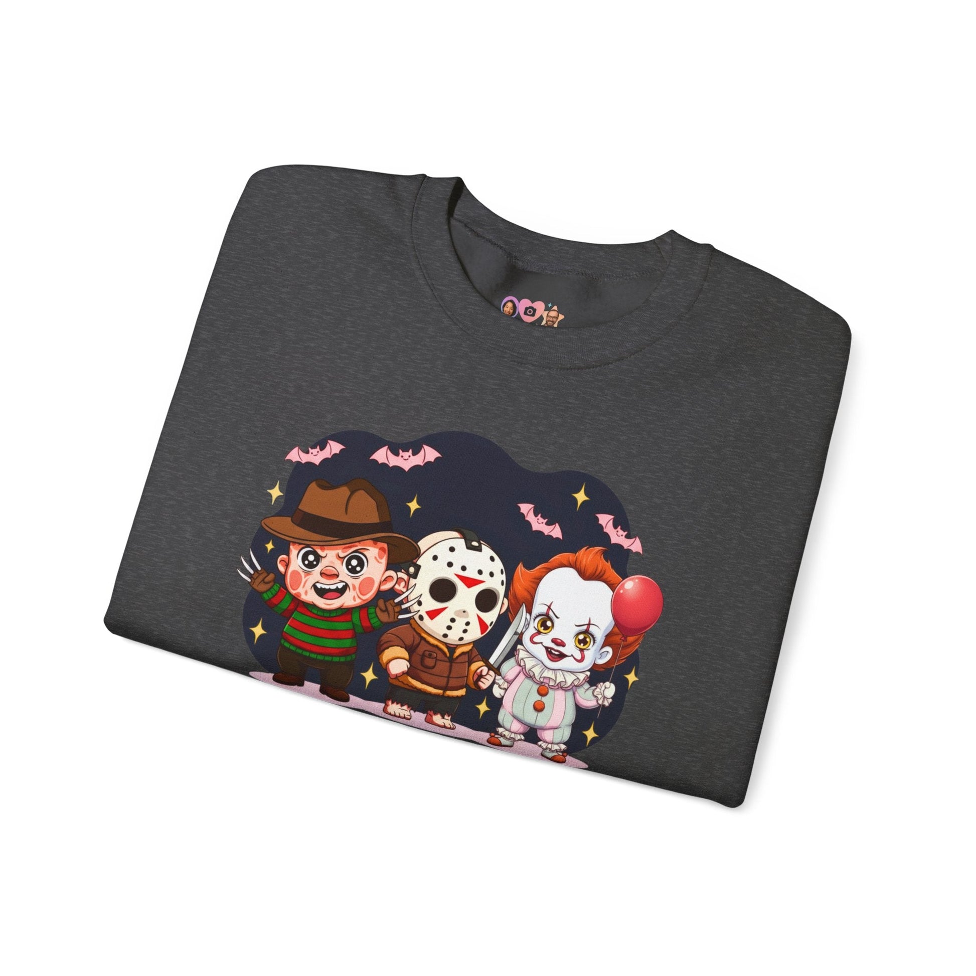 Nightmare Squad Halloween Sweatshirt | Funny Horror Characters Crewneck, Cozy Unisex Scary Movie Sweater Gift – Custom Sweatshirt by PixelCraft360, unique decoration for events and special gifts